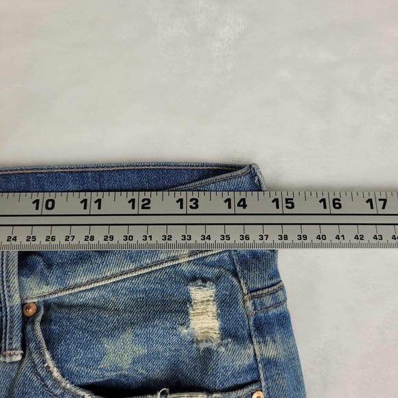 MOTHER Superior Vagabond Mini Fray Skirt Women Size 25 Blue‎ Denim USA Print - Picture 2 of 12